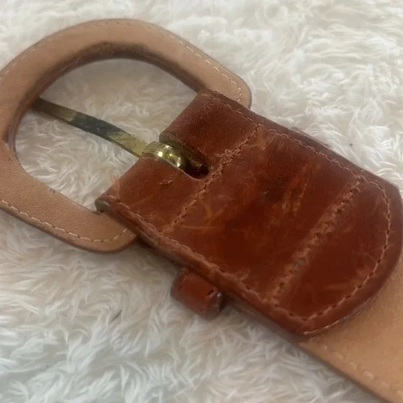 Vintage Women’s Brown Leather Belt Sz L Made USA Hankton 337 Colorful Starbursts - Picture 10 of 16